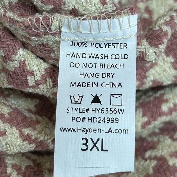 Hayden Coat Jacket Womens 3XL Pink Beige Houndstooth Button Up NEW - Picture 4 of 5